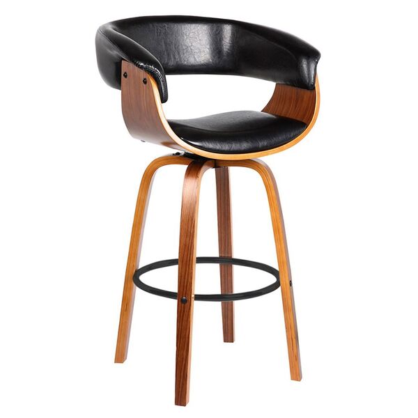 Banqueta Para Cozinha Giratória Brenna Base Madeira Pu Sintét