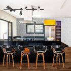 Banqueta Para Cozinha Giratória Brenna Base Madeira Pu Sintét