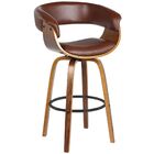 Banqueta Para Cozinha Giratória Brenna Base Madeira Pu Sintét