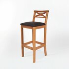 Banqueta Para Cozinha Madeira Maciça Estofada Amêndoa/preto