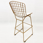 Banqueta Para Cozinha Média Bertoia Maciça Cor Dourado Fosco