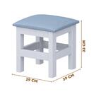 Banqueta Para Criança 2 Unidades Branco Com Estofado Azul Vio