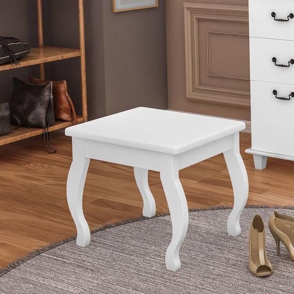 Banqueta Para Penteadeira 100% Mdf Seul Branco