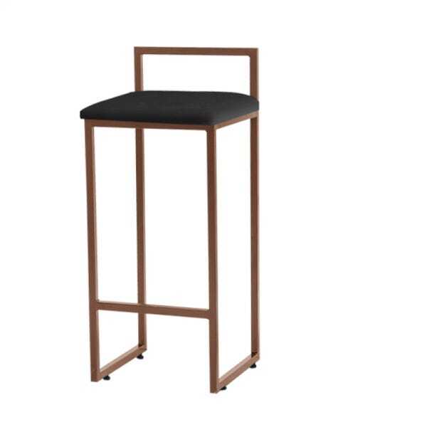 Banqueta Pietra Bronze Platinum Decor Corino Preto