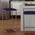 Banqueta Pietra Bronze Platinum Decor Veludo Azul Marinho