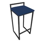 Banqueta Pietra Suede Azul Marinho Base Preto D'rossi