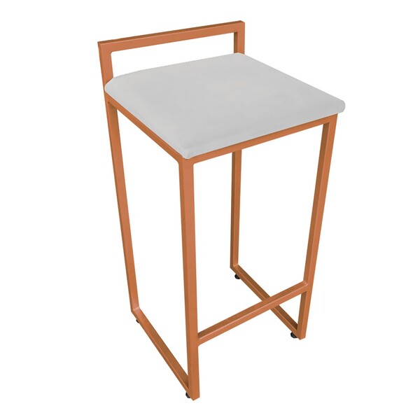 Banqueta Pietra Suede Base Cobre D03 - D'rossi - Cinza