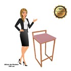 Banqueta Pietra Suede Base Cobre D03 - D'rossi - Rose