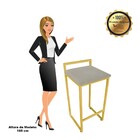 Banqueta Pietra Suede Base Dourado D03 - D'rossi - Marrom Rato