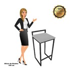 Banqueta Pietra Suede Base Preto D03 - D'rossi - Cinza