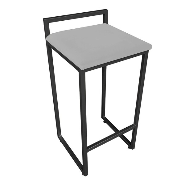 Banqueta Pietra Suede Base Preto D03 - D'rossi - Cinza