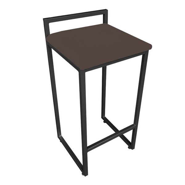 Banqueta Pietra Suede Base Preto D03 - D'rossi - Marrom