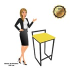 Banqueta Pietra Suede Base Preto D'rossi - Amarelo