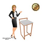 Banqueta Pietra Suede Cinza Base Cobre