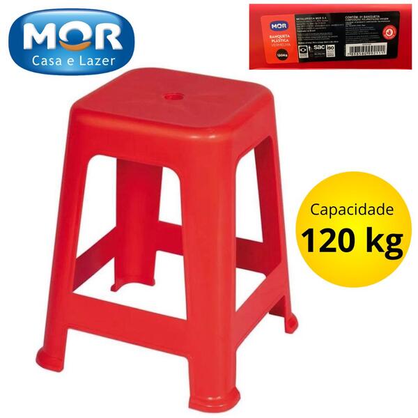 Banqueta Plástica Bela Vista Suporta Até 120 Kg Mor 02 Und -
