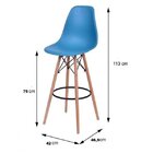 Banqueta Policarbonato Base Em Madeira Dkr Pp  Azul Petróleo