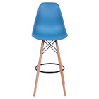 Banqueta Policarbonato Base Em Madeira Dkr Pp  Azul Petróleo