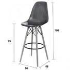 Banqueta Polipropileno Base Madeira Eiffel  Preta