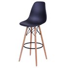 Banqueta Polipropileno Base Madeira Eiffel  Preta