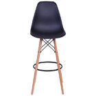 Banqueta Polipropileno Base Madeira Eiffel  Preta