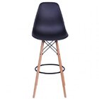 Banqueta Polipropileno Base Madeira Eiffel  Preta