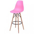 Banqueta Polipropileno Base Madeira Eiffel  Rosa