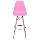 Banqueta Polipropileno Base Madeira Eiffel  Rosa