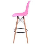 Banqueta Polipropileno Base Madeira Eiffel  Rosa