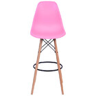 Banqueta Polipropileno Base Madeira Eiffel  Rosa