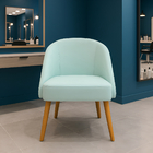 Banqueta Poltrona Lua Azul-Turquesa Para Recepção Atendimento