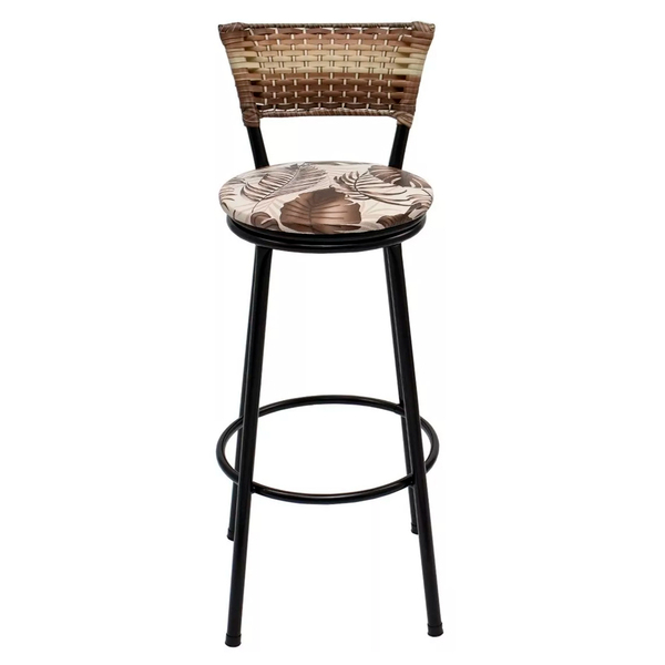Banqueta Preta Junco Cappuccino P/ Balcão Bistrô Desmontada