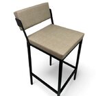 Banqueta Prisma Estofada Com Encosto Bege Metalon Preto 65cm