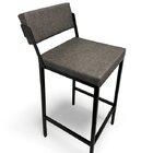 Banqueta Prisma Estofada Com Encosto Cinza Metalon Preto 65cm