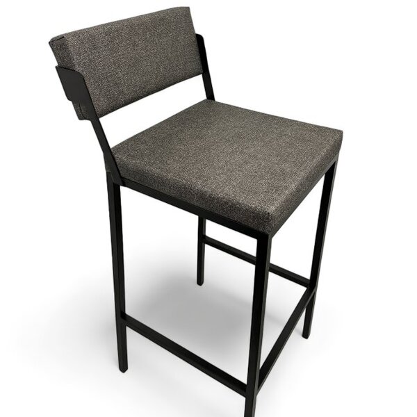 Banqueta Prisma Estofada Com Encosto Cinza Metalon Preto 65cm