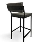 Banqueta Prisma Estofada Com Encosto Cinza Metalon Preto 65cm