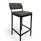 Banqueta Prisma Estofada Com Encosto Cinza Metalon Preto 75cm