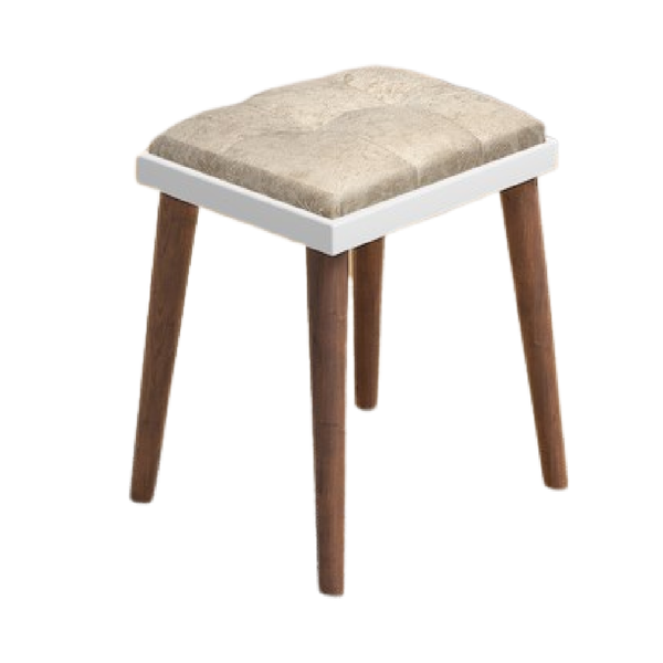 Banqueta Puff Assento De Sued Retro Branco Potente