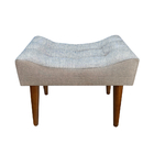 Banqueta Puff Confort Luxo Tecido Rústico Mescla Zen Marinho
