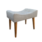 Banqueta Puff Confort Luxo Tecido Rústico Mescla Zen Marinho