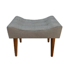 Banqueta Puff Confort Luxo Tecido Rústico Tweed Chumbo