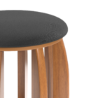 Banqueta Puff Decorativo Sala Pé Madeira Linho Almofada Preto