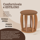 Banqueta Puff Decorativo Sala Pé Madeira Linho Almofada Terra