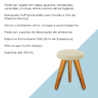 Banqueta Puff Jb Redondo Luxo Sala Com Pés De Madeira Maciça