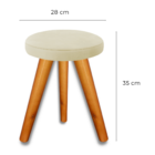 Banqueta Puff Jb Redondo Luxo Sala Com Pés De Madeira Maciça