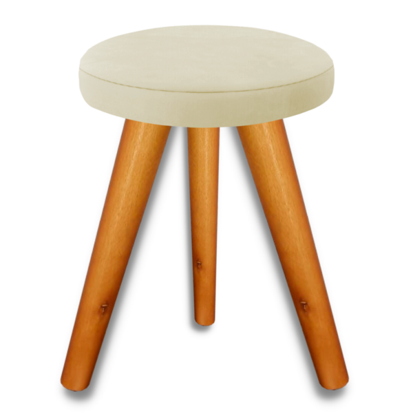 Banqueta Puff Jb Redondo Luxo Sala Com Pés De Madeira Maciça