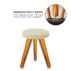 Banqueta Puff Jb Redondo Luxo Sala Com Pés De Madeira Maciça