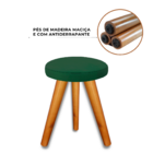 Banqueta Puff Jb Redondo Luxo Sala Com Pés De Madeira Maciça