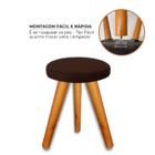 Banqueta Puff Jb Redondo Luxo Sala Com Pés De Madeira Maciça