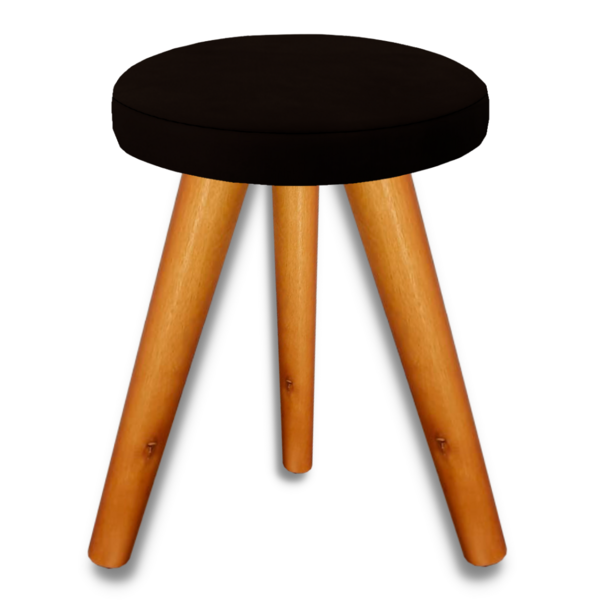 Banqueta Puff Jb Redondo Luxo Sala Com Pés De Madeira Maciça