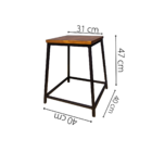 Banqueta Rai Industrial 47cm Assento Madeira